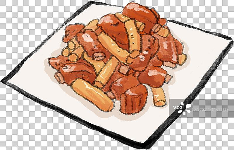 上海美食沪菜排骨年糕插画图片素材