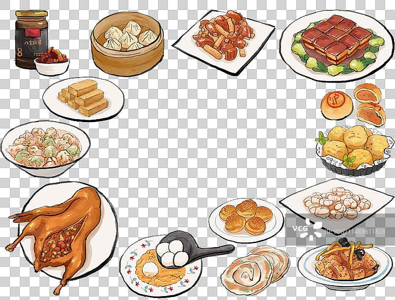 上海美食沪菜插画图片素材