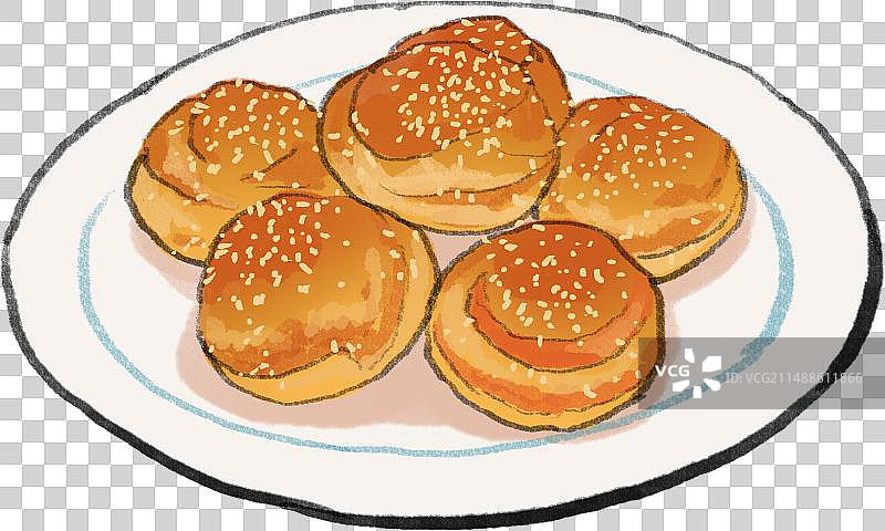 上海美食沪菜蟹壳黄插画图片素材