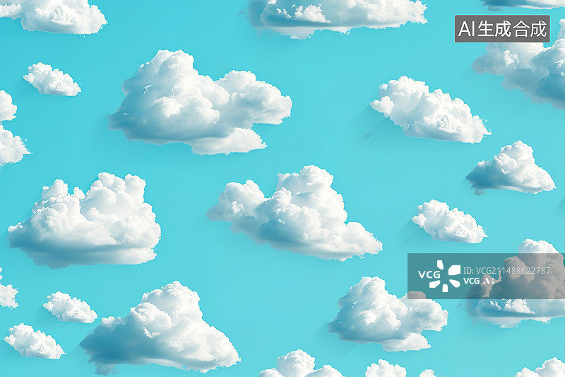 【AI数字艺术】蓝天白云绘画图片素材