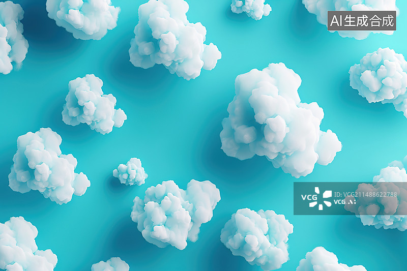【AI数字艺术】蓝天白云绘画图片素材