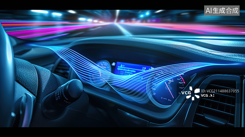 【AI数字艺术】科技感的汽车内部净化系统概念插图图片素材