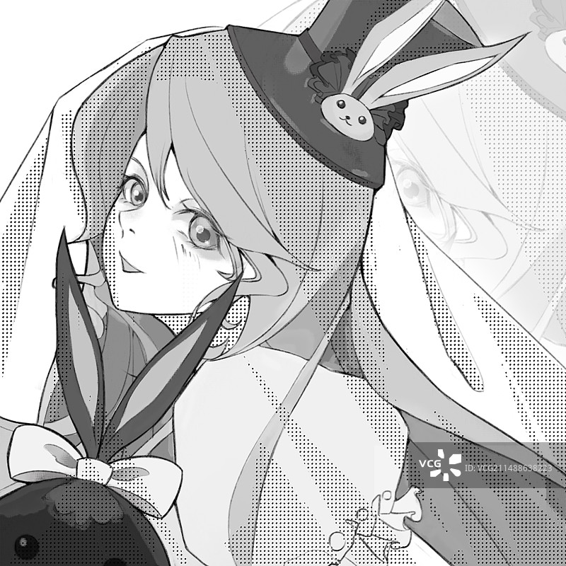 少女黑白头像图片素材