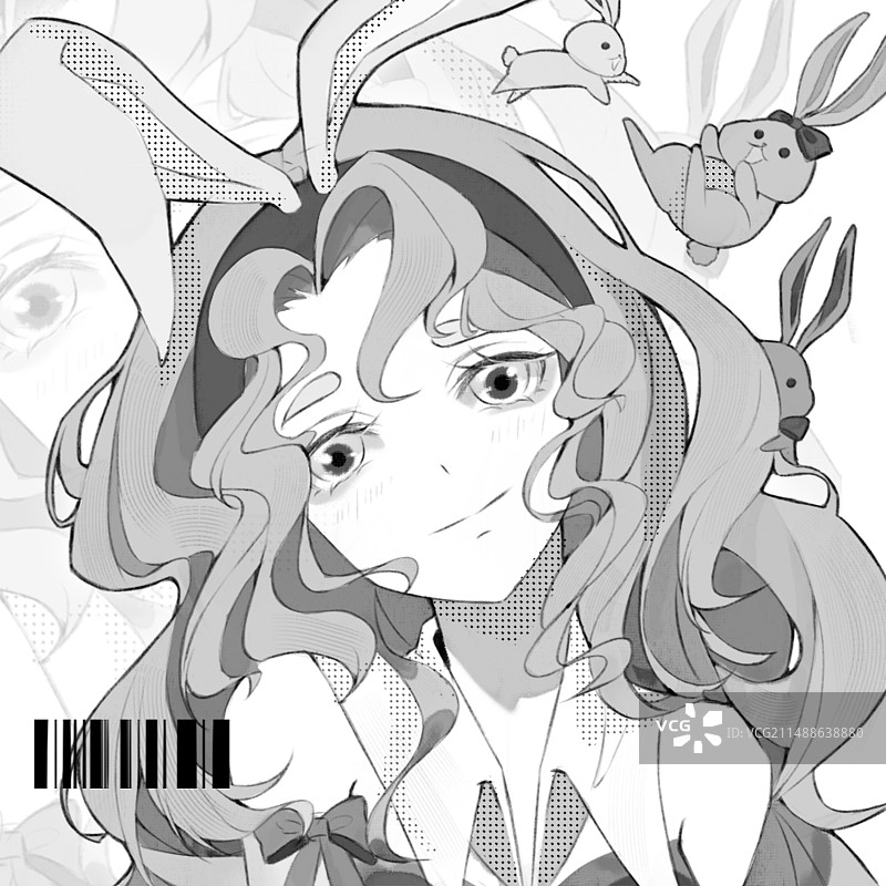 少女黑白头像图片素材