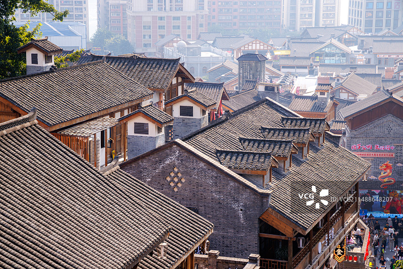 中国重庆市第十八梯建筑细节风光图片素材