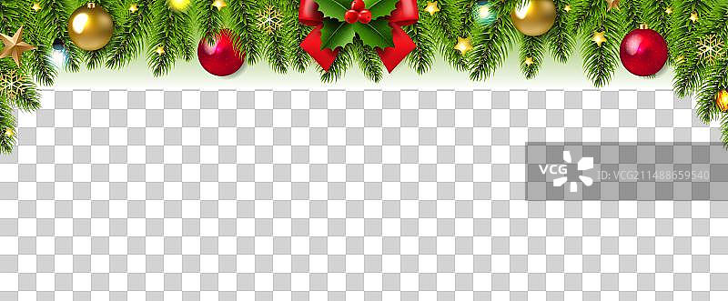 圣诞花环和白色冷杉树图片素材