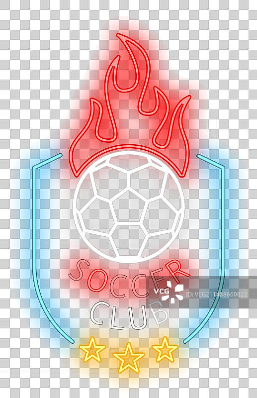 霓虹灯足球俱乐部砖墙背景图片素材