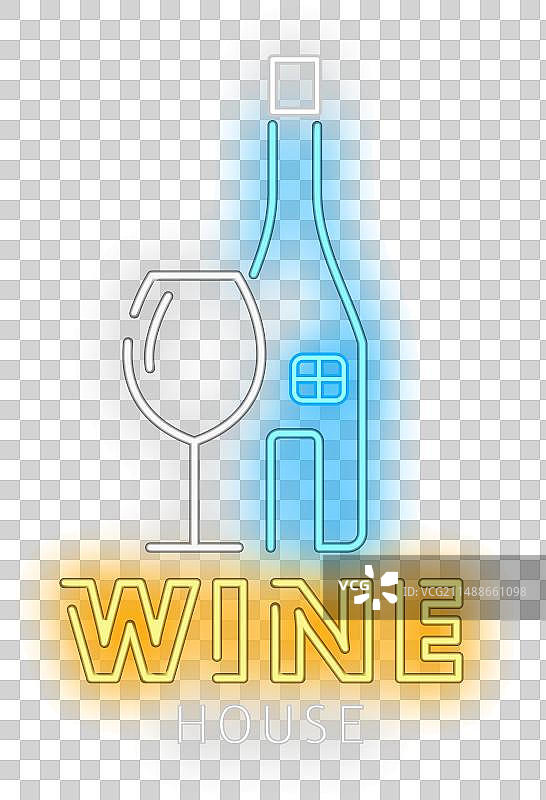 砖墙背景葡萄酒屋霓虹灯标志图片素材