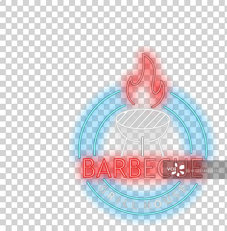 砖墙烧烤店霓虹灯标志图片素材
