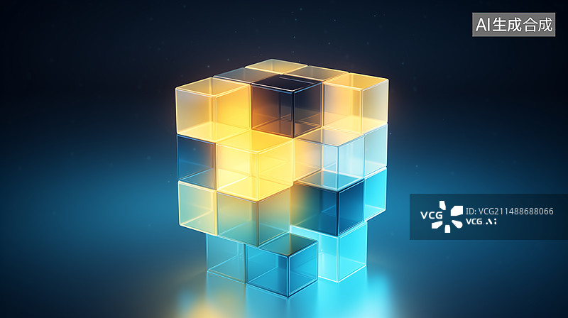 【AI数字艺术】魔方，方块，正方体，科技，互联网，背景图片素材