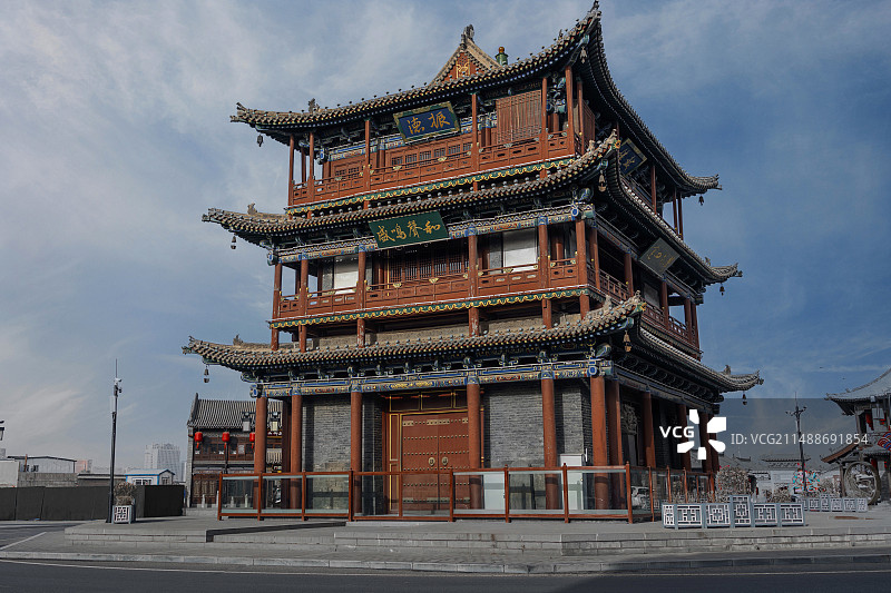热门旅游景点大同市古建筑鼓楼图片素材