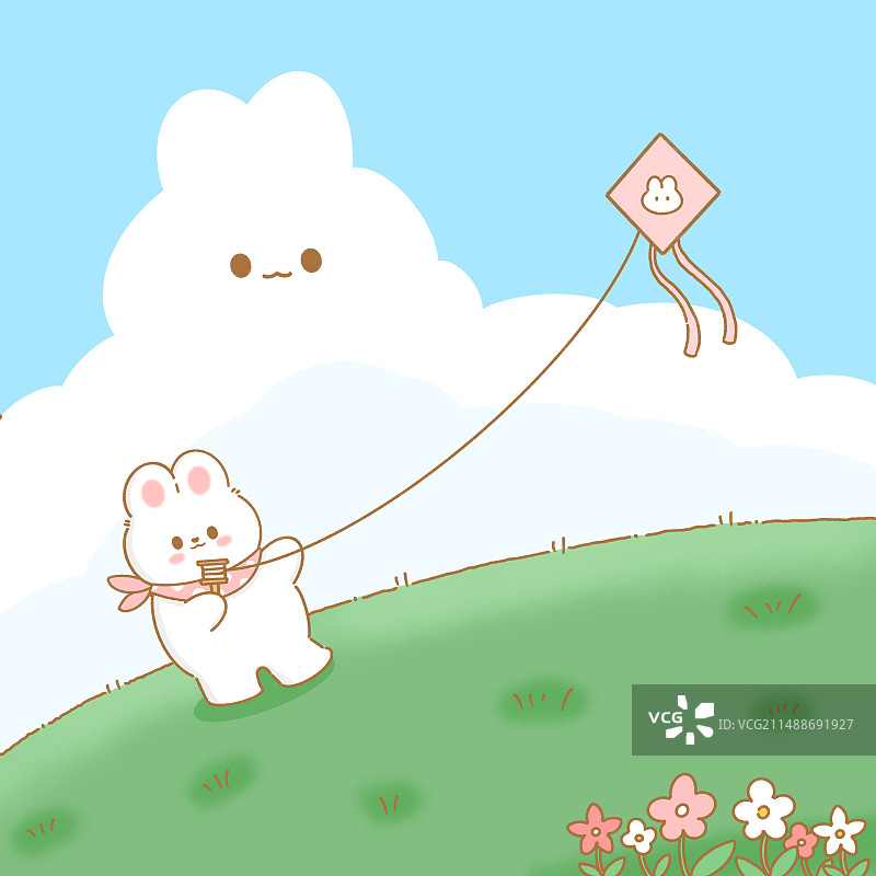 放风筝的兔子图片素材