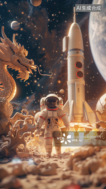 【AI数字艺术】3d c4d 宇航员 航天员 航天 航空 太空探索 科技 宇宙 地球 探月图片素材