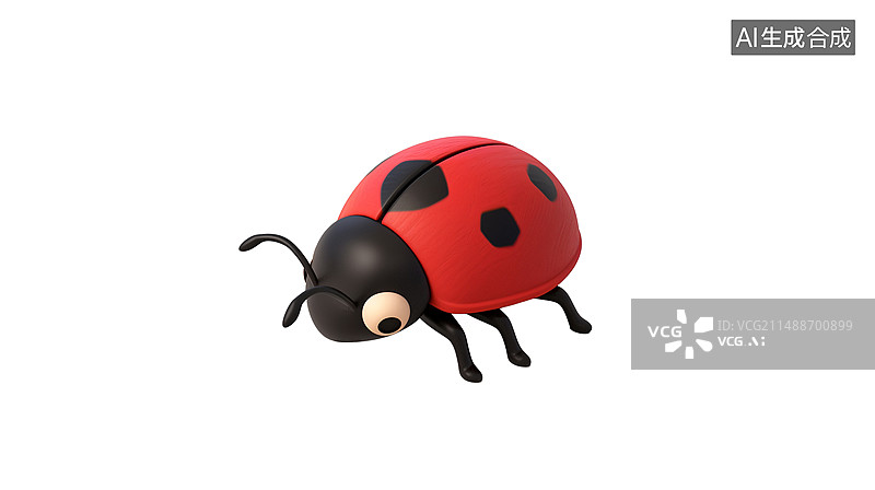 【AI数字艺术】白底背景易扣3D风格春季昆虫七星瓢虫元素图片素材