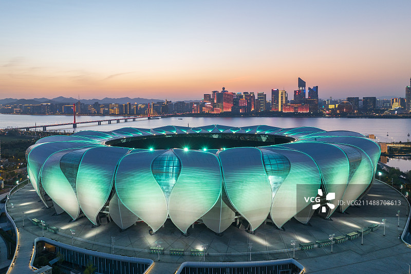 杭州奥体中心体育馆都市风光图片素材