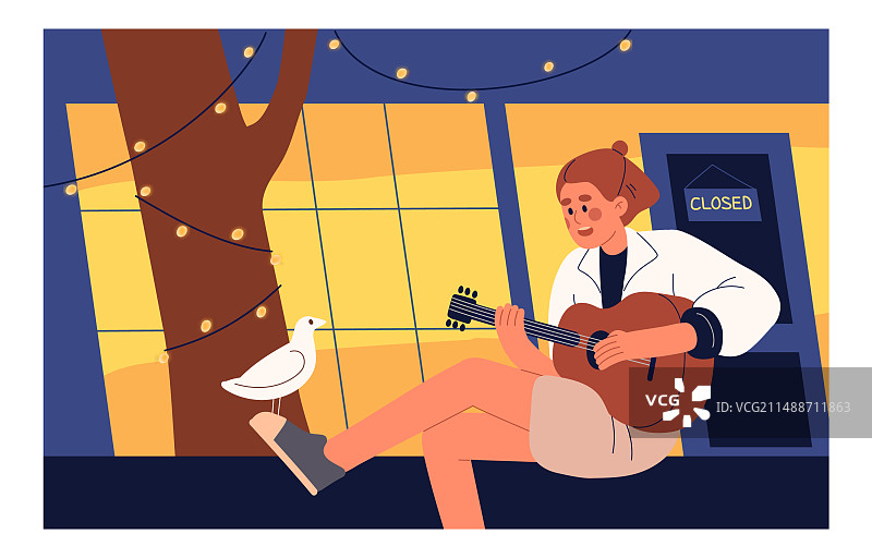 街头演奏弦乐器的年轻音乐人图片素材