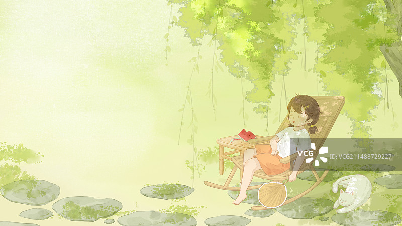 中国风唯美二十四节气大暑插画图片素材