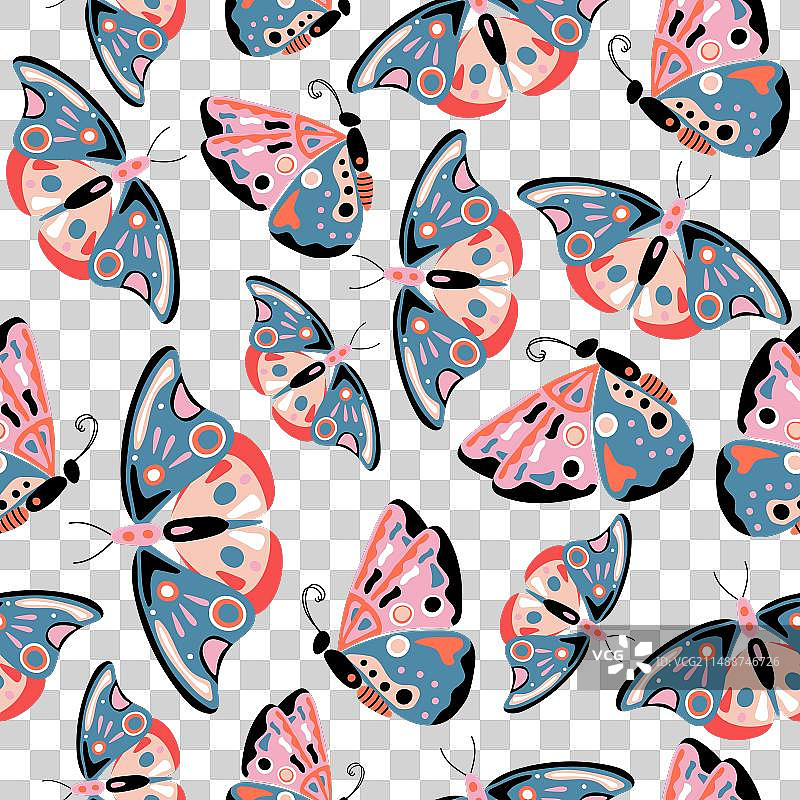 彩色手绘蝴蝶无缝图案图片素材