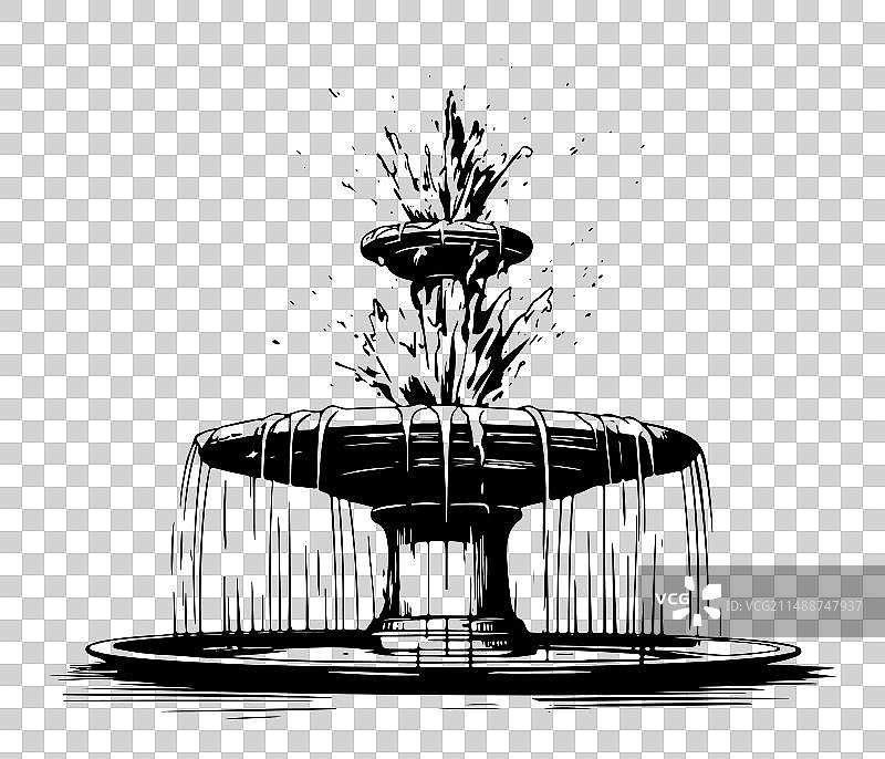 涂鸦风格喷泉图片素材