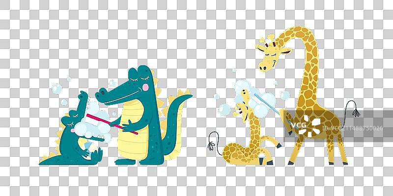 牙刷动物家庭图片素材