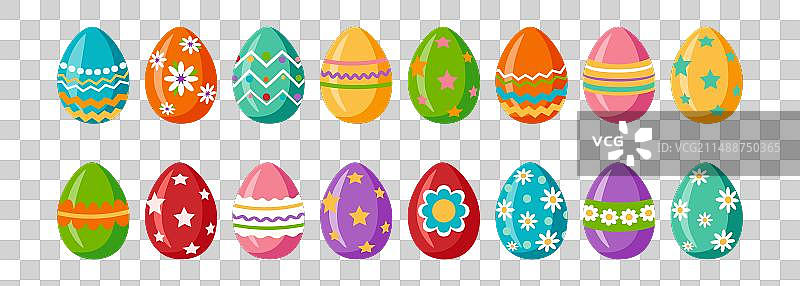 不同颜色图案的鸡蛋合集图片素材