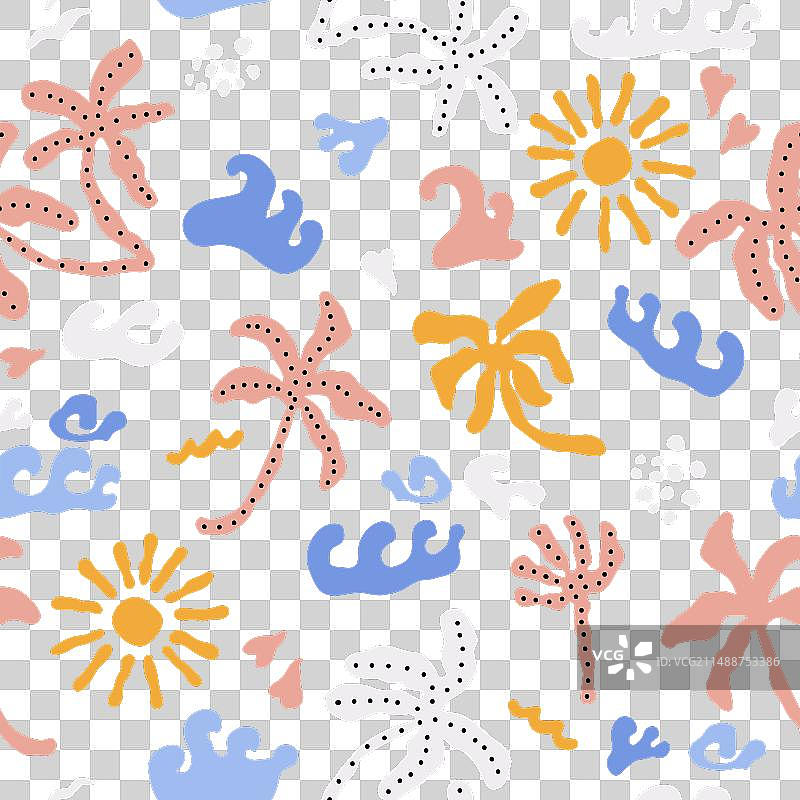 手绘夏季无缝背景图片素材