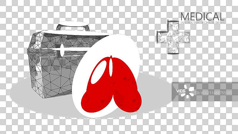 3D人类肺移植病例红色低多边形图片素材