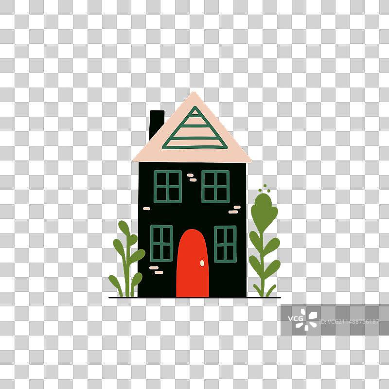 可爱卡通小房子扁平小型城市建筑图片素材