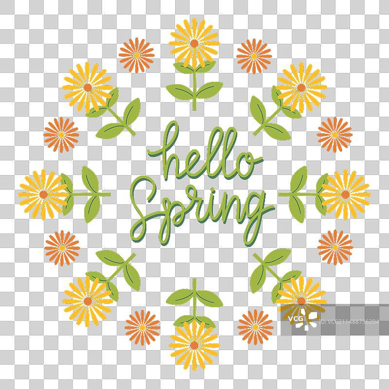 手绘文字：你好春天卡片图片素材