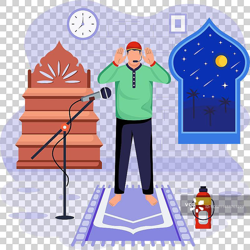 穆斯林宗教仪式扁平人物图片素材