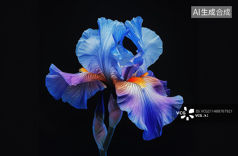 【AI数字艺术】蓝色鸢尾花图片素材