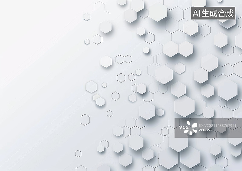 【AI数字艺术】悬浮六边形立体背景图片素材
