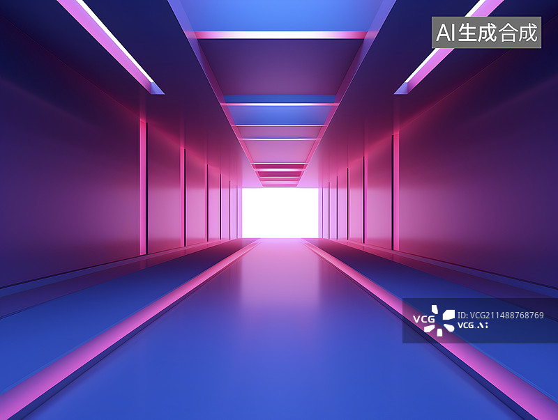 【AI数字艺术】赛博风格的未来建筑空间背景图片素材
