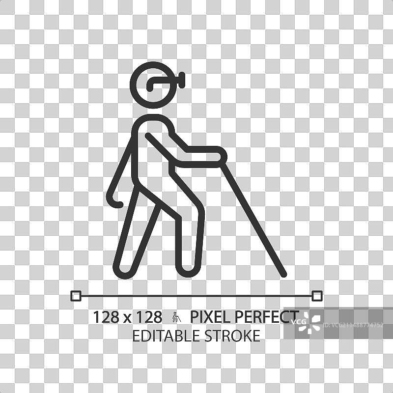 带手杖盲人线性图标图片素材