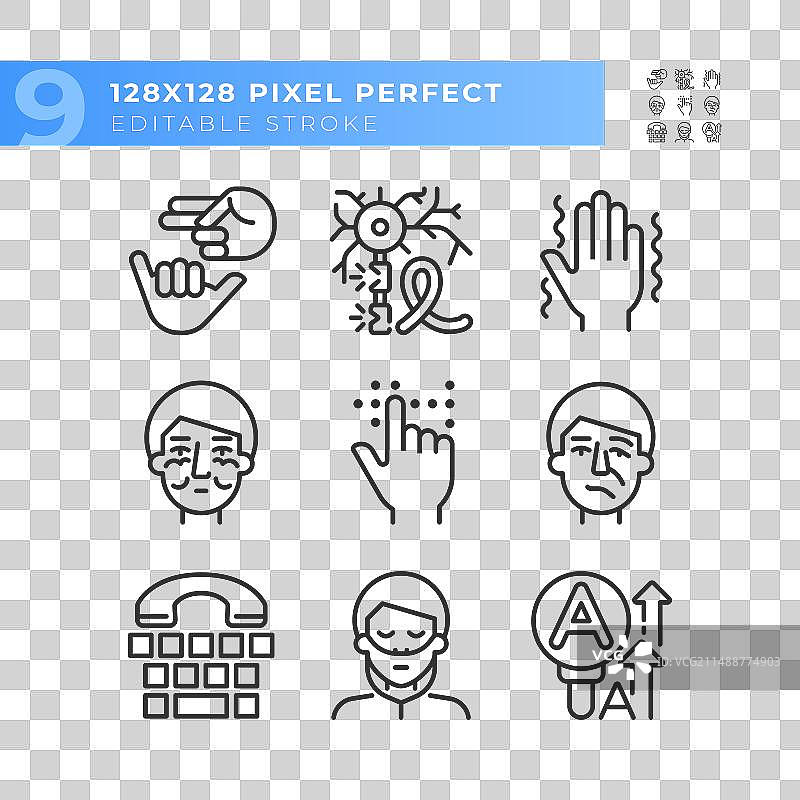 神经内科疾病线性图标集图片素材