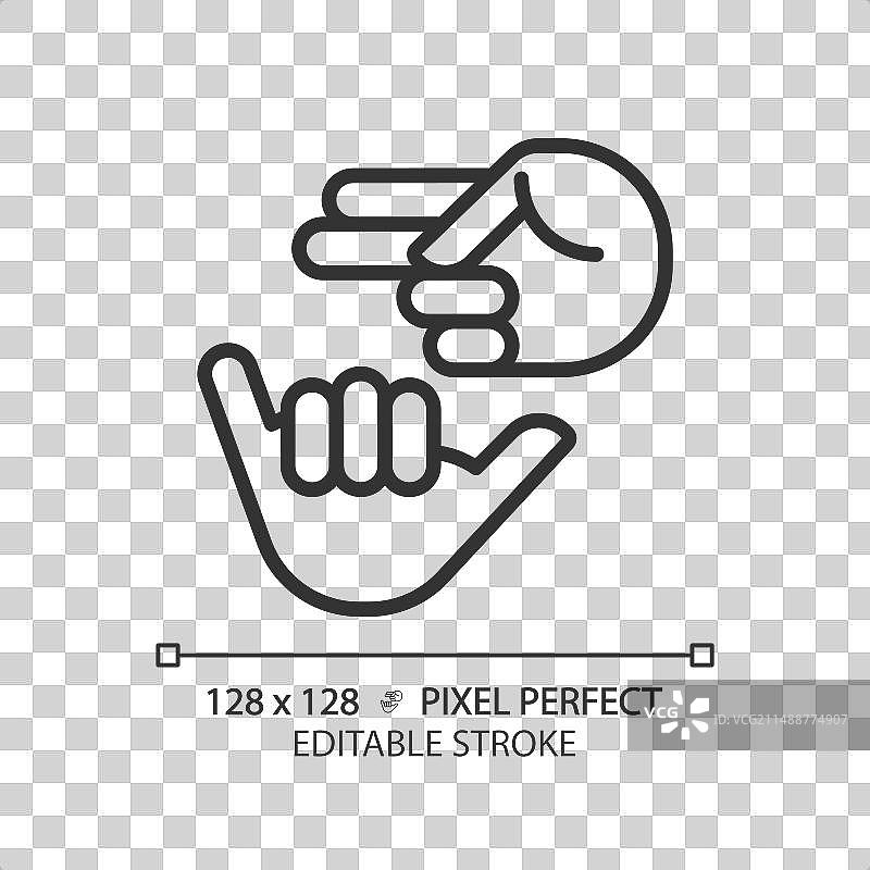聋哑手语线性图标图片素材