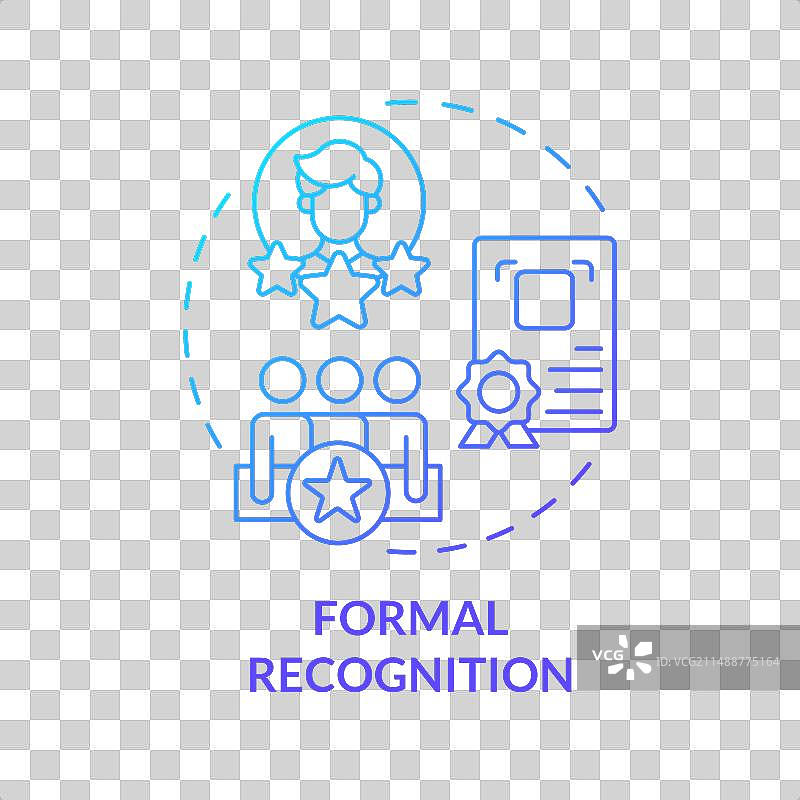正式认可蓝色渐变概念图标图片素材