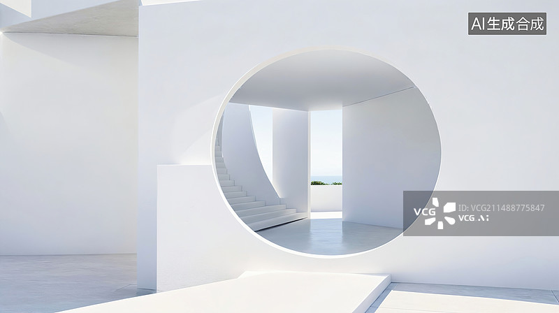 【AI数字艺术】亮色调抽象现代建筑图片素材