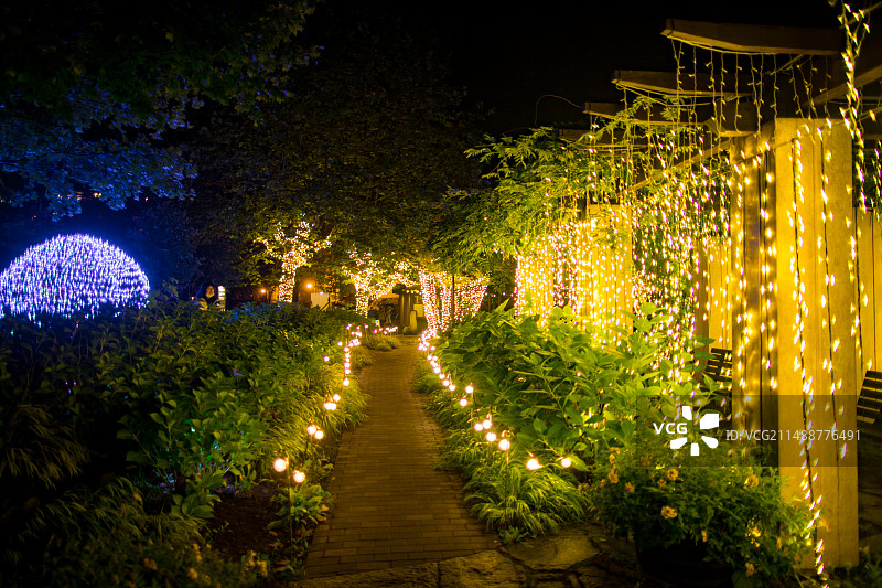 亚洲日本北海道札幌定山溪的夜晚景色图片素材