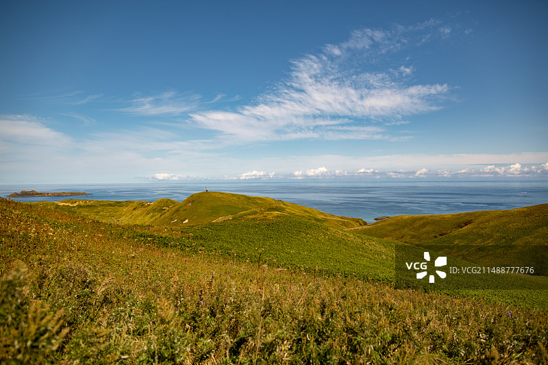 亚洲日本北海道礼文岛海角步道的风光图片素材