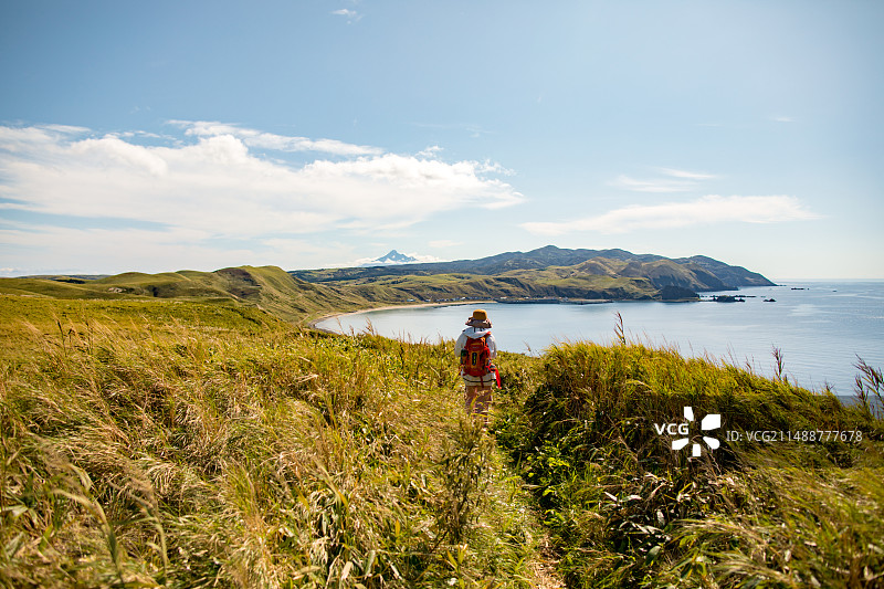 亚洲日本北海道礼文岛海角步道的风光图片素材