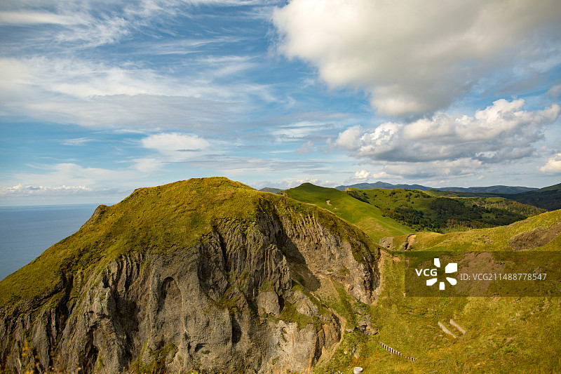 亚洲日本北海道礼文岛的桃岩徒步道图片素材