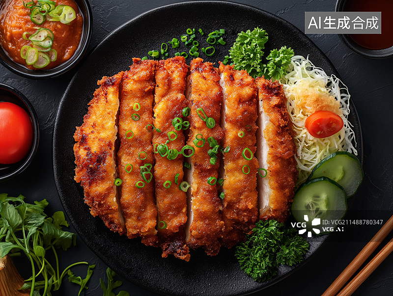 【AI数字艺术】美味小吃香煎鸡胸肉盖饭图片素材