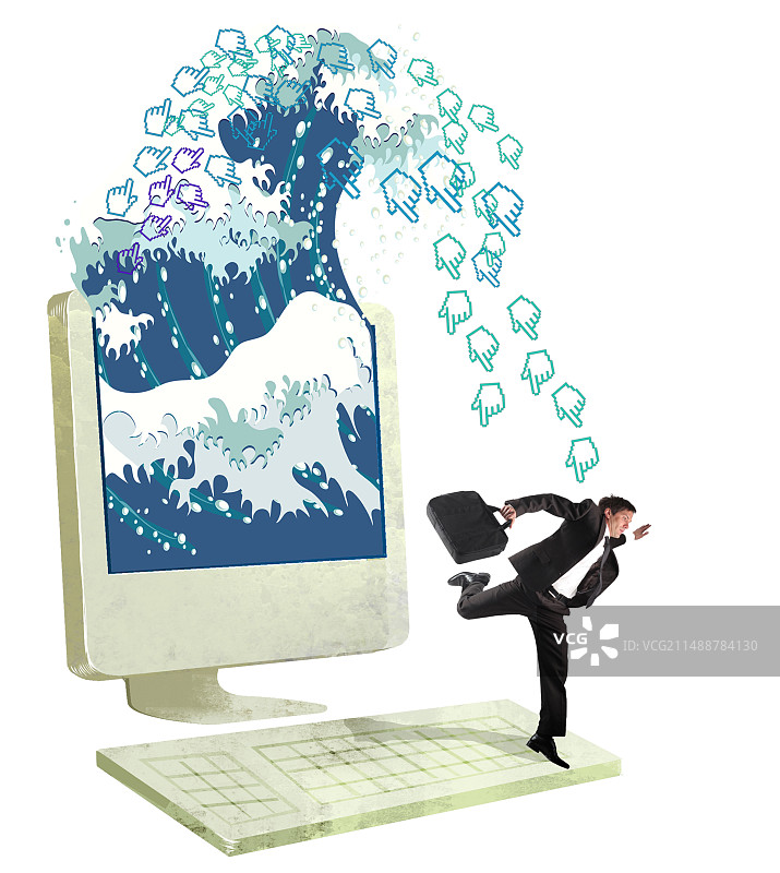 电脑，浪潮，水军，论坛，点击率图片素材