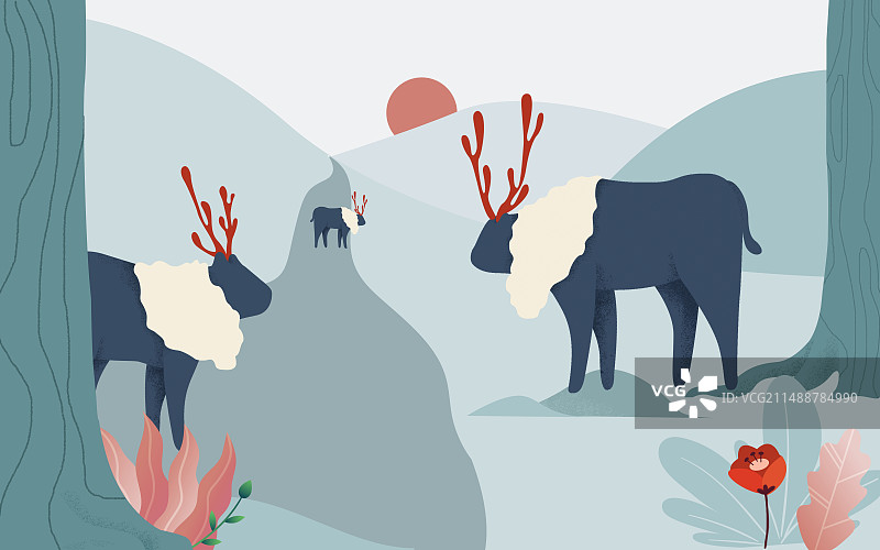 麋鹿森林图片素材