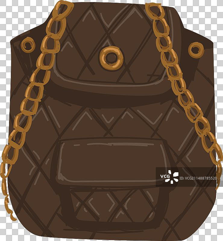 带装饰链和口袋的皮革包图片素材