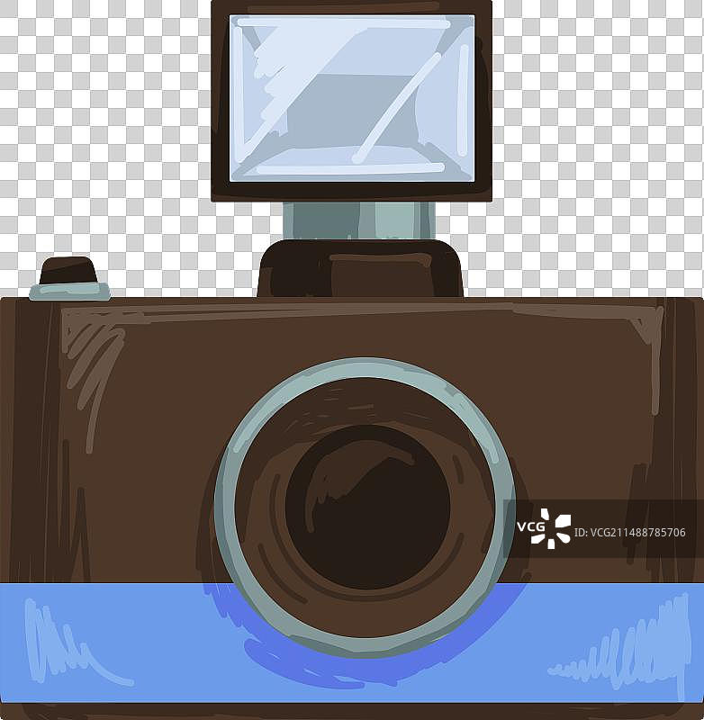 20世纪60年代带闪光灯的复古相机图片素材