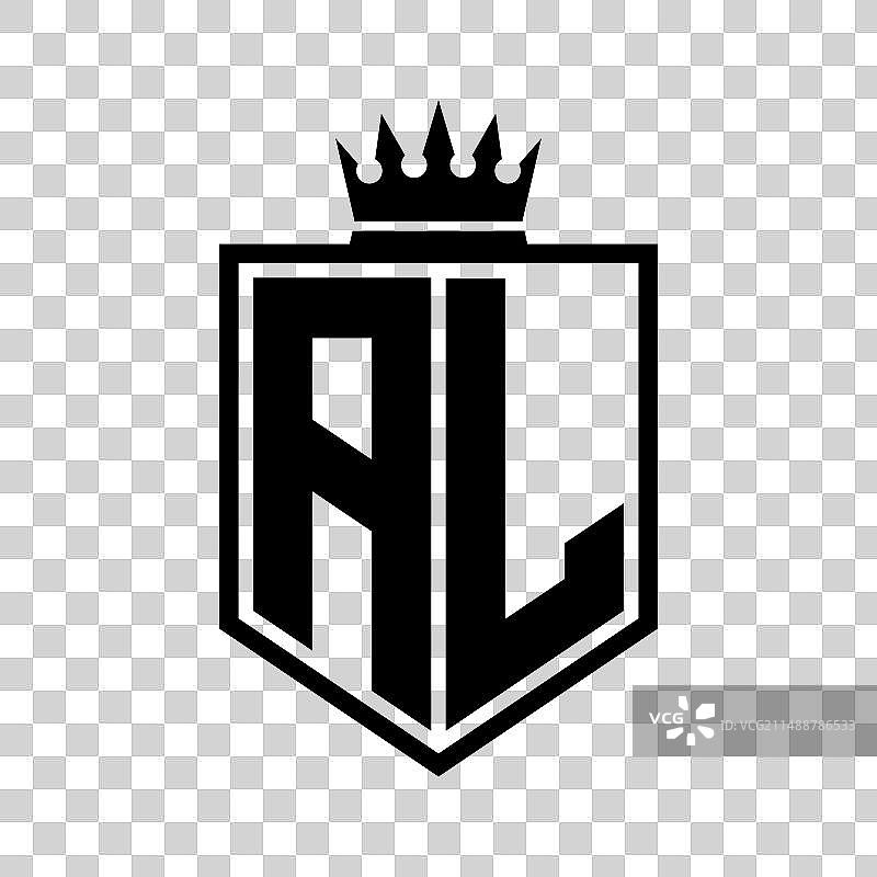 带有几何形状的AL标志单标粗体盾牌图片素材