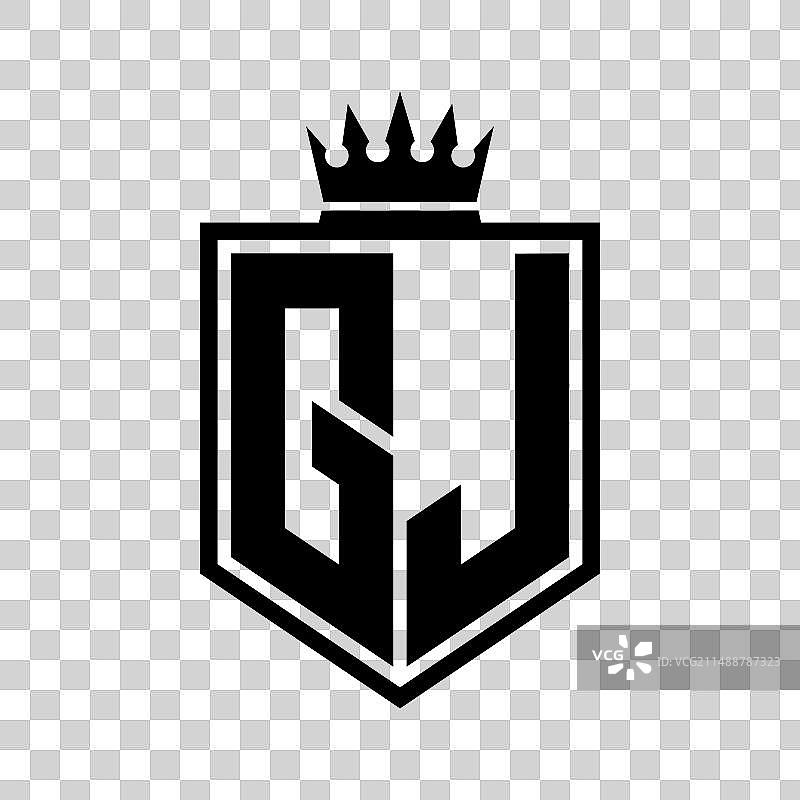 GJ字母组合标志，粗体盾牌几何形状图片素材