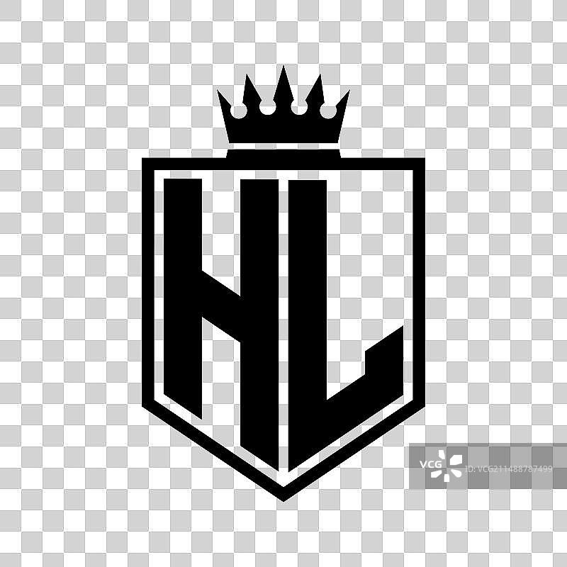 带有盾牌几何形状的HL字母组合标志图片素材